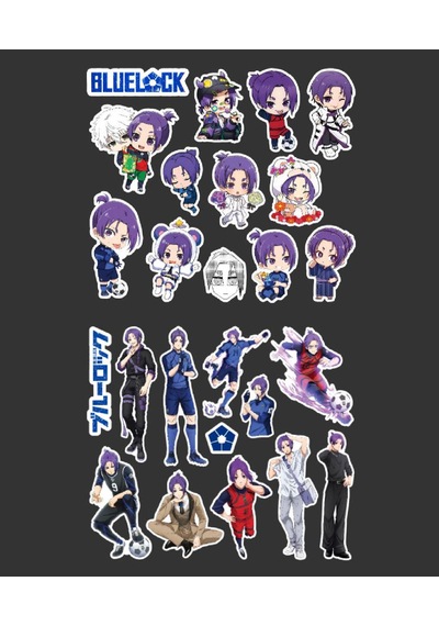 Reo Mikage-bluelock-parlak Kağıt -2li Sticker Set-futbol Telefon Süsleme Anime Blue Lock Lila