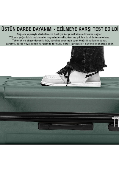 Anthony Jackson Ultra Hafif Abs Kabin + Orta + Büyük Set Valiz Trıon Koyu Haki