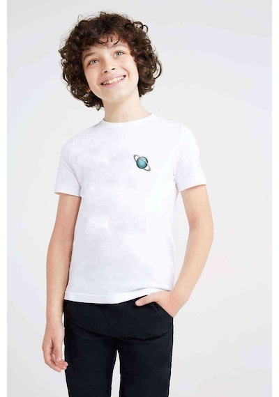 Tshirthane Uranüs Baskılı Unisex Çocuk Beyaz T-Shirt