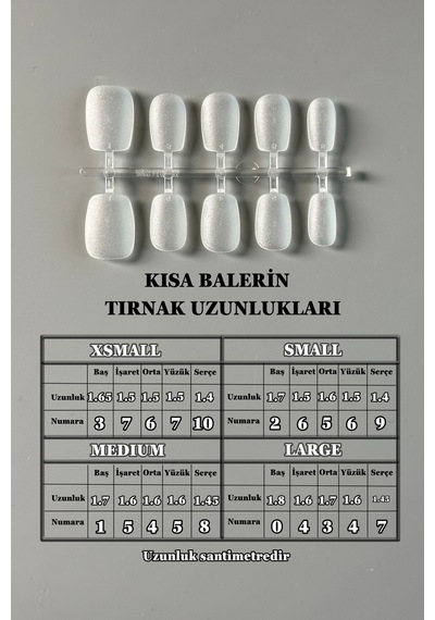 100 Adet Jel Tips Small Beden Kısa Balerin Takma Tırnak Seti Small