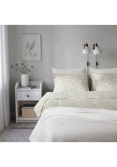 Ikea Sorgmantel Beyaz-yeşil 150x200/50x60 Cm Tek Kişilik Nevresim Seti Beyaz - Yeşil