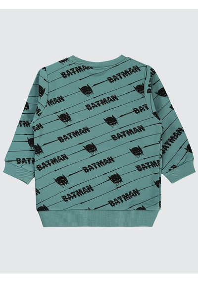 Batman Erkek Bebek Sweatshirt 6-18 Ay Pastel Yeşil Pastel Yeşil