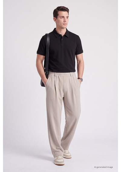 TOMMYLIFE Bej Rahat Form Erkek Palazzo Pantolon - 82199