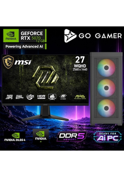 Go Gamer AE511D R7-8700F 64 GB 1 TB SSD RTX5070 12 GB 27" Free Dos Oem Paket Masaüstü Oyuncu Bilgisayarı