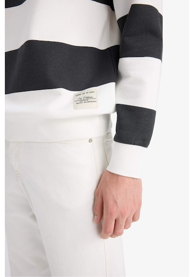 Defacto Boxy Fit Bisiklet Yaka Çizgili Sweatshirt A9066ax25auar104 Antrasit