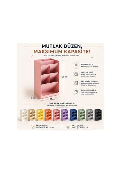 Masa Üstü Çok Amaçlı Organizer / İstediğiniz Renkte Üretim Bebek Pembesi