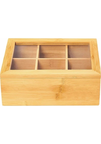 Bambu 6 Bölmeli Çok Amaçlı Saklama Kutusu, Bambu Organizer Bambu