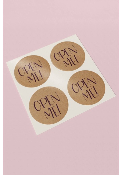 Mor Yazılı Open Me Kraft Sticker 3x3cm St2254 Çok Renkli