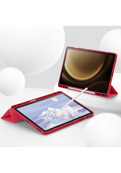 Samsung Galaxy  Uyumlu Tab  S10 Plus X820 12.4 İnç Kılıf  Premium Silikon Kalem Bölmeli Smart Case Kapaklı Kılıf