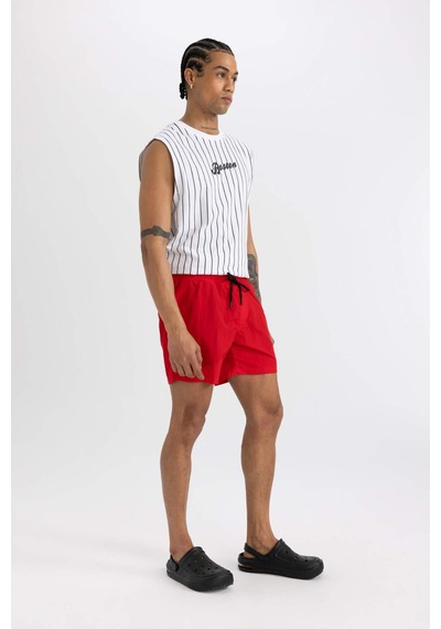 DeFactoFit Baskılı Kısa Boy Sporcu Deniz Şortu B5995AX24HSRD286 Kırmızı