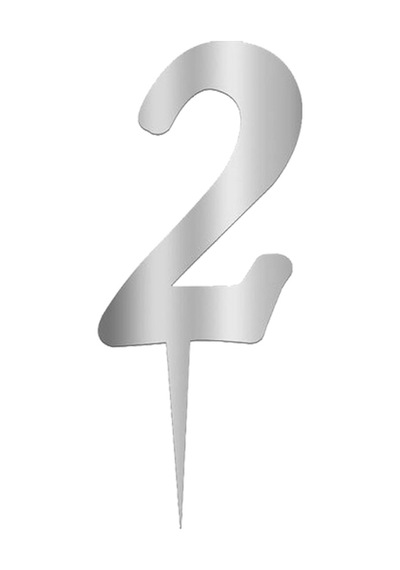 Pleksi Rakam Pasta Süsü. 12.5cm x 5cm - 1 Adet Gümüş 0