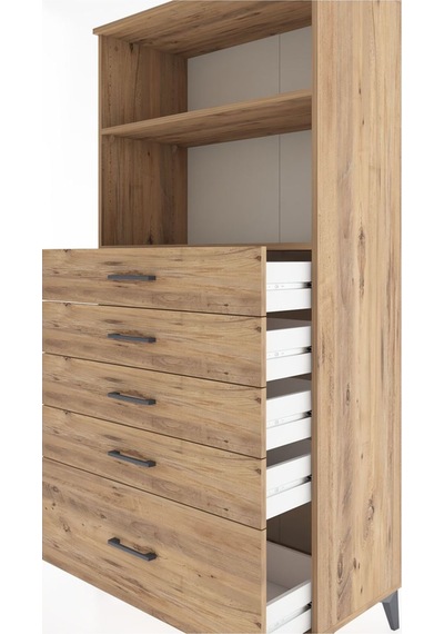 Hyperion Dolap 2 Raflı 5 Çekmeceli 88x44x182 Çam-çam Çam
