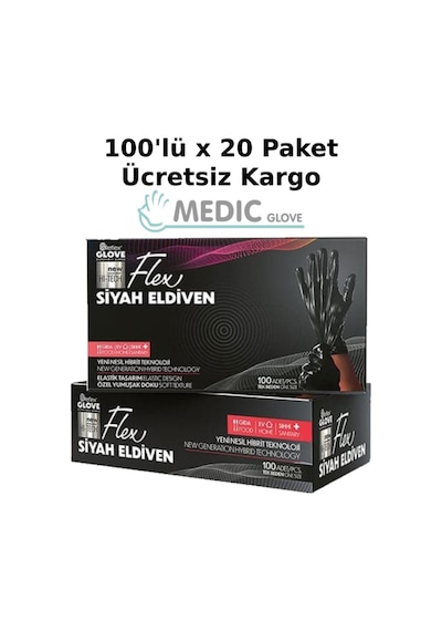 Reflex Flex Pudrasız Siyah Tpe Eldiven 100'lü x 20 Kutu