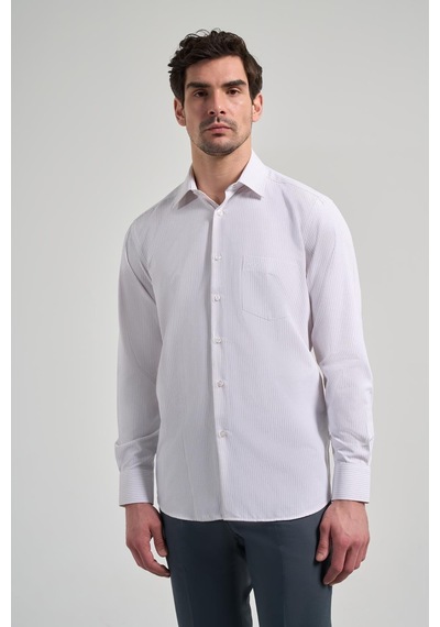 İmza Uzun Kol Çizgili Desen Bez Ayağı Sert Yaka Cepli Pamuklu Classic Comfort Fit Gömlek 1004250172 Bej İmza Uzun Kol Çizgili Desen Bez Ayağı Sert Yaka Cepli Pamuklu Classic Comfort Fit Gömlek 1004250172 Bej