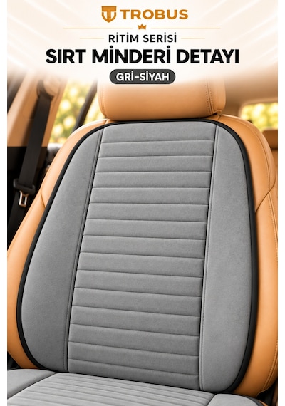 Trobus Ritim Nissan Qashqai 2007-2013 Baby Face 5'li Koltuk Minderi Gri Siyah