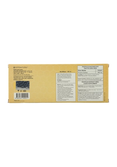 Sepe Natural Propolis Ekstesi Likit Su Bazlı 300mg x 10 Ampul x 10 ML
