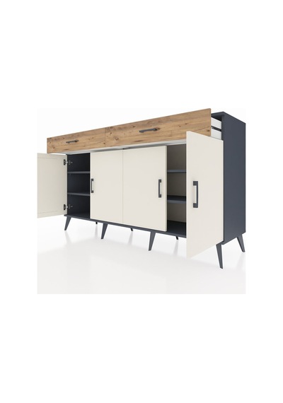 Hyperion Konsol 4 Raflı 2 Çekmeceli 4 Kapaklı 176x44x99 Antrasit- Antrasit-aytaşı/çam Hyperion Konsol 4 Raflı 2 Çekmeceli 4 Kapaklı 176x44x99 Antrasit- Antrasit-aytaşı/çam