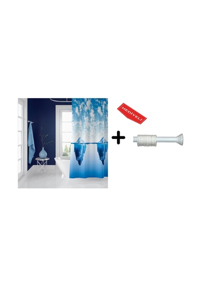 Banyo Duş Perdesi 5322 120x200 Perde Borusu Askı Aparatı 90x130 Hediyeli Çok Renkli