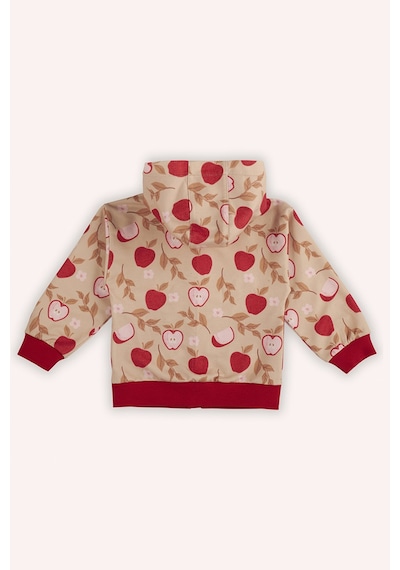 Kız Bebek Elma Desenli Fermuarlı Bej Sweatshirt Çok Renkli 2421GB08049