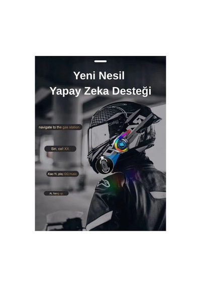 Hubrendy Kargo Y21 Rgb Işık Efektli Intercom Bluetooth Motosiklet Kask Kulaklığı Intercom Kulaklık