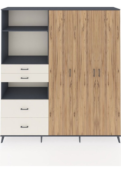 Hyperion Dolap 12 Raflı 4 Çekmeceli Tek Askılı 220x44x243 Antrasit-çam/aytaşı Atlas Çam/aytası - Antrasıt Hyperion Dolap 12 Raflı 4 Çekmeceli Tek Askılı 220x44x243 Antrasit-çam/aytaşı Atlas Çam/aytası - Antrasıt