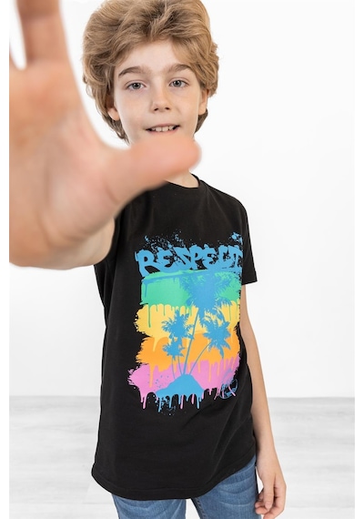 Brz Kıds Brz Kids Palmiye Baskılı Unisex Çocuk Kısa Kollu T-shirt-siyah Siyah