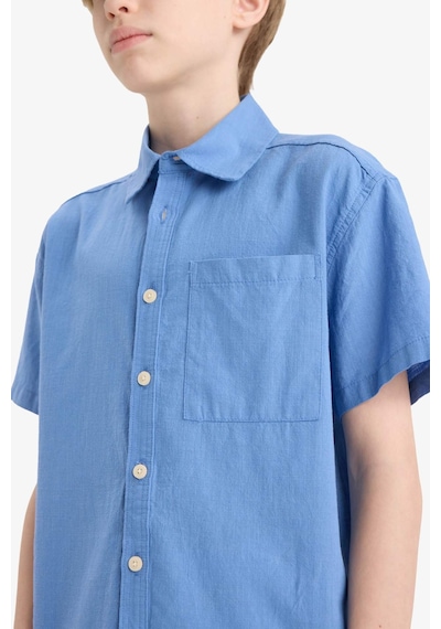 Defacto Erkek Çocuk Oversize Geniş Kalıp Polo Yaka Kısa Kollu Gömlek E5832a825hsbe422 Mavi