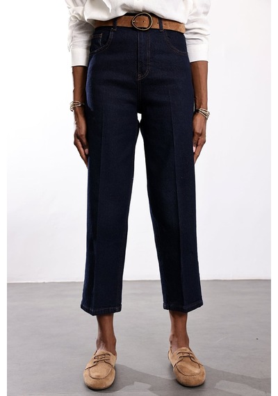 5in1Canpolat Rins Yıkamalı Yüksek Bel Baggy Jean 3004 Rins Yıkamalı