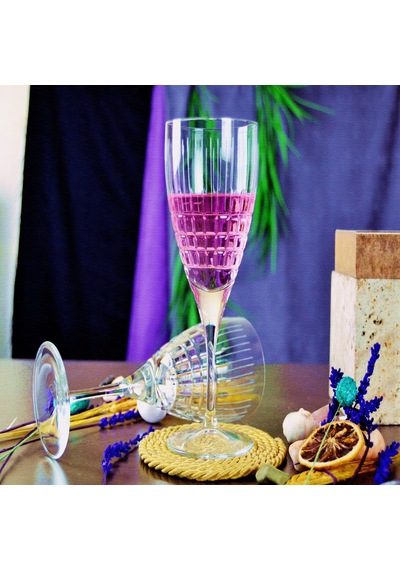 Decocia Kesme Kristal Beyaz Ve Rose Şarap Kadeh 6 Adet 230cc Şeffaf