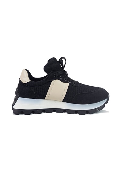 Gdt Ayakkabı Siyah Renk Bağcıklı Düz Taban Kadın Sneakers