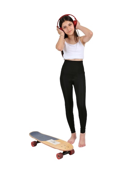 Erdem Kıds Kız Çocuk Yüksek Bel, Koşu, Yürüyüş, Casual, Spor, Atletik, Egzersiz, Fittness Tayt Siyah Siyah