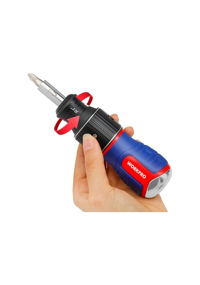 Workpro Wp221071 6-ın-1 Profesyonel Cr-v Cırcırlı Manyetik Topaç Tornavida Seti