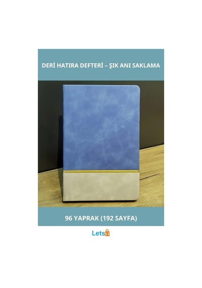 Mavi Gold Detaylı Kaliteli Termo Deri Hatıra Defteri 21 Cm X 15 Cm 96 Yaprak Çok Renkli