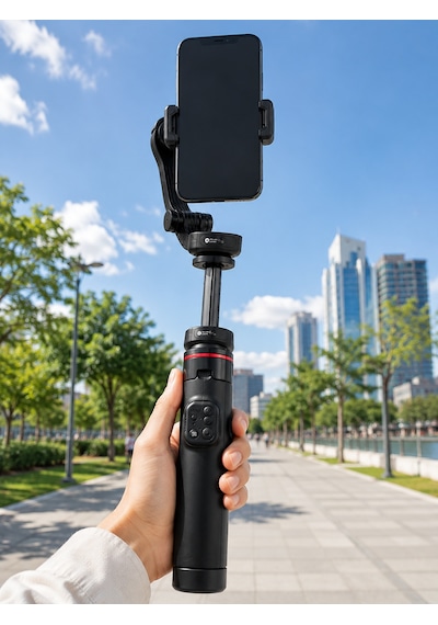 360 Aı Akıllı Takipli Selfie Stick Gimbal Stabilizatör Bluetooth Kumandalı Uzayabilir Telefon Tripodu