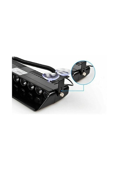 12 Ledli Cam Içi Vantuzlu Çakar Lamba Kırmızı - Beyaz - Mavi