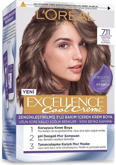 Loreal Excellence Cool Creme Saç Boyası 7.11 Ekstra Küllü Kumral (466392649)