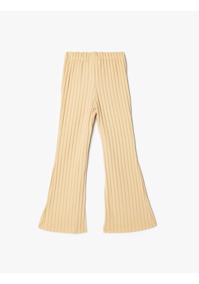 Koton İspanyol Paça Pantolon Beli Lastikli Kaşkorse Deve Tüyü 5wkg40014ak Taba
