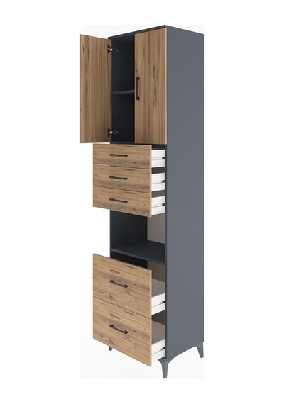 Hyperion Dolap 3 Raflı 5 Çekmeceli 2 Kapaklı 60x44x243 Antrasit-çam Antrasit Hyperion Dolap 3 Raflı 5 Çekmeceli 2 Kapaklı 60x44x243 Antrasit-çam Antrasit