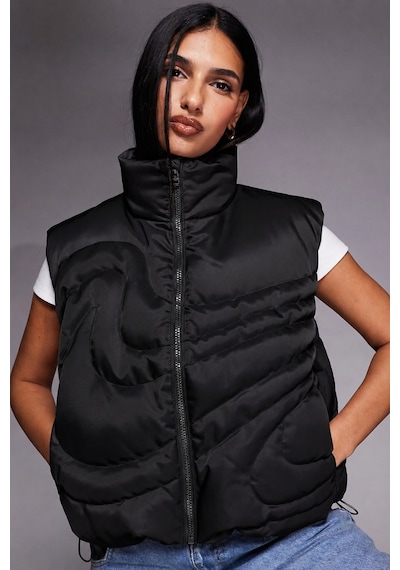 Nike Therma Fit Sportswear Swoosh Series Oversized Down West Oversize Kaz Tüyü Kadın Yelek Siyah