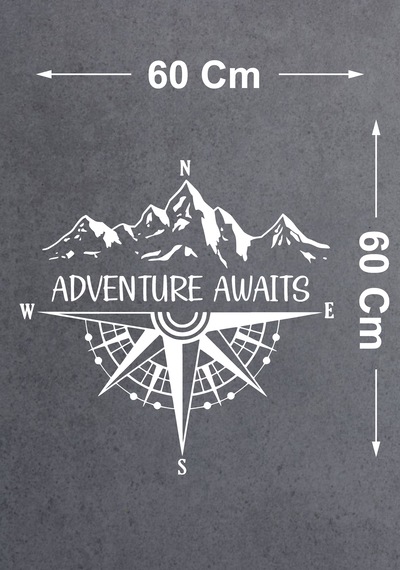 Pusula Adventure Awaits Sticker - Araba Oto Motosiklet Karavan Araç Sticker - 00337 60x60 Cm
