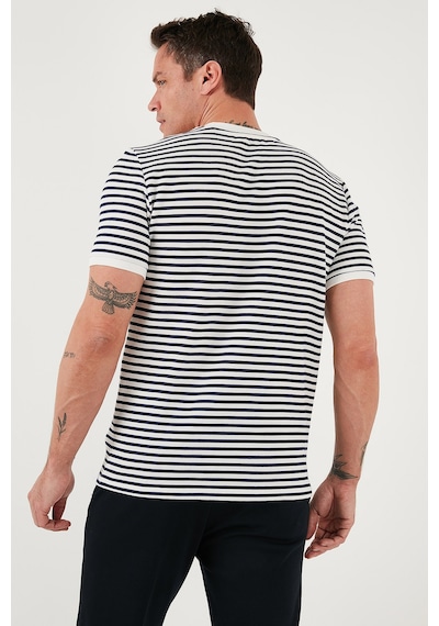 Buratti Pamuklu Çizgili Regular Fit Bisiklet Yaka Erkek T Shirt 5903005 Indigo