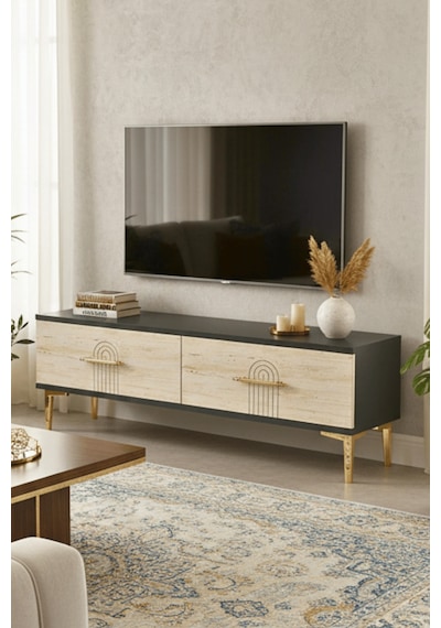Tsa1215at - İdatv120 Tv Stand, Tv Sehpası Antrasit - Traverten 120cm