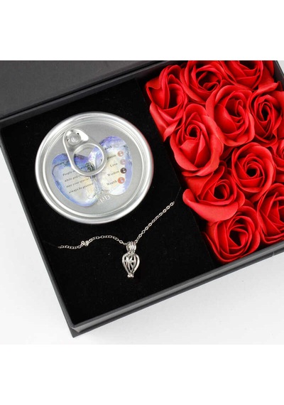 Mobgift Sevgiliye Özel Kutulu Gül Dolu İstiridye İnci Kolye