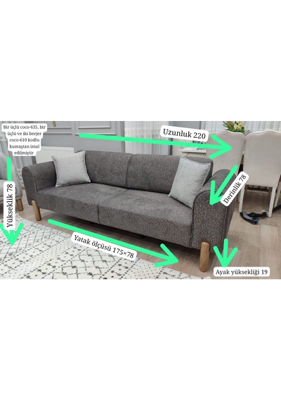 Mimoza Bohem Koltuk Takımı Antrasit - Gri