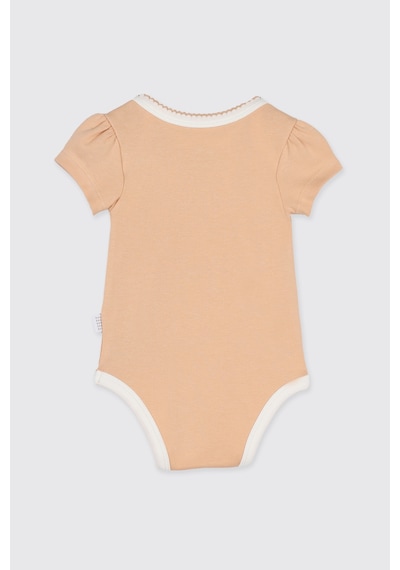 Panço Liberty Kumaş Biye Detaylı Yenidoğan Body Pembe 5611GN03002