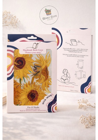 Kitap Kılıfı Ve Metal Kitap Ayracı Seti Van Gogh Ayçiçekleri