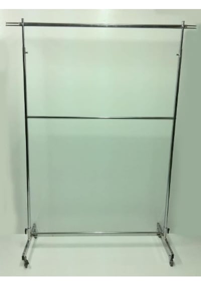 Vitrinraf Krom Kaplama Tekerlekli Stand Askılık Esek Çift Katlı