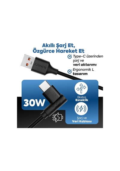 Usb To Type-c İle Uyumlu İphone Ve Samsung İle Uyumlu Hızlı Şarj Ve Data Kablosu 200 Cm L Tipi Gaming Beyaz
