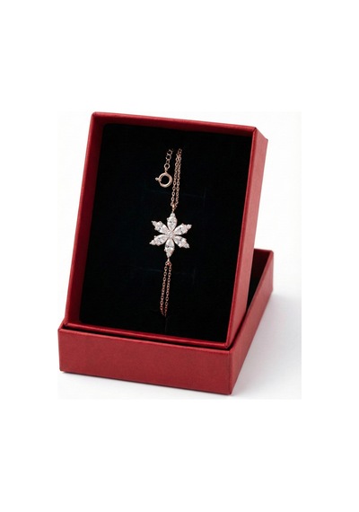 Çekirdekjewelry 925 Ayar Gümüş Kamelya Çiçek Bileklik Pembe