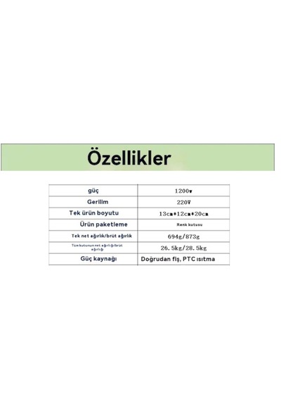 Masaüstü Isıtıcı 1200w Fanlı Hızlı Hava Isıtıcı Xh-1201